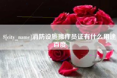 临沂消防设施操作员证有什么用途百度